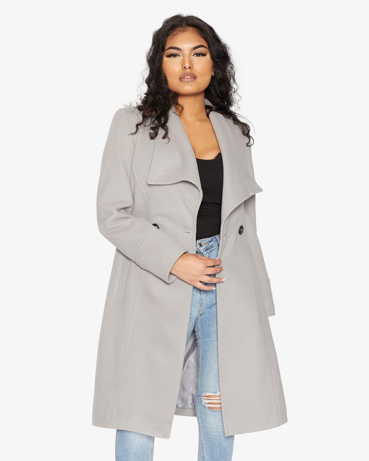 Waterfall Lapel Double Breasted Duster Coat - Great Hall Collections House