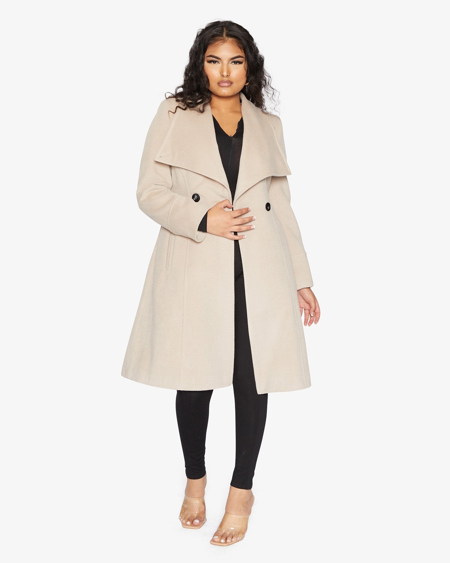 Waterfall Lapel Double Breasted Duster Coat - Great Hall Collections House