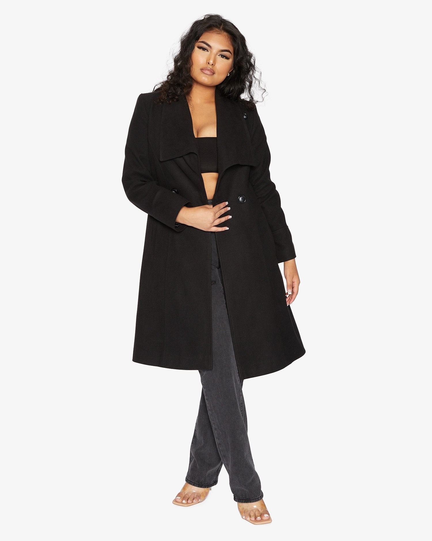 Waterfall Lapel Double Breasted Duster Coat - Great Hall Collections House