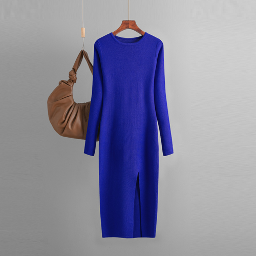Autumn & Winter Long Sleeve Knitted Backless Round Neck Dress