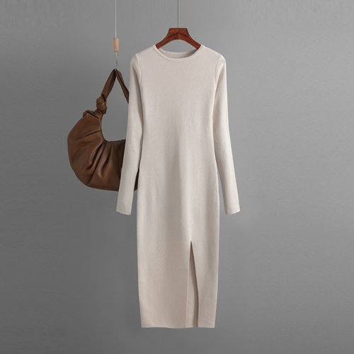 Autumn & Winter Long Sleeve Knitted Backless Round Neck Dress