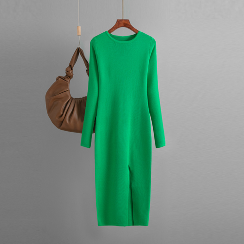 Autumn & Winter Long Sleeve Knitted Backless Round Neck Dress