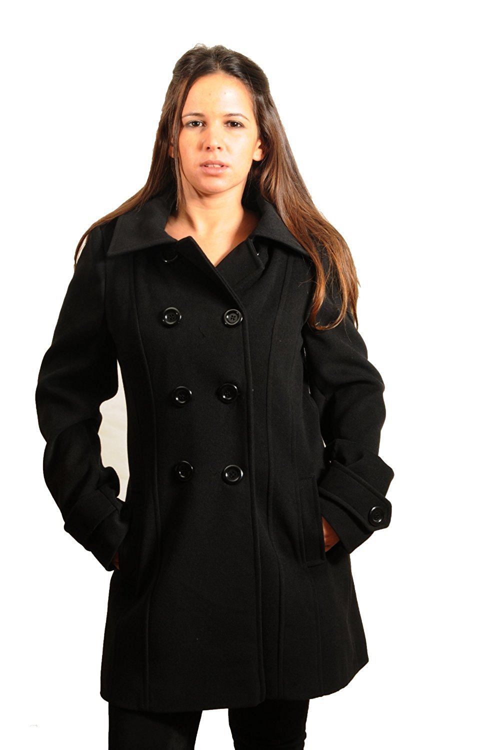 Wool Feel Double Breasted Hooded Coat - Great Hall Collections House