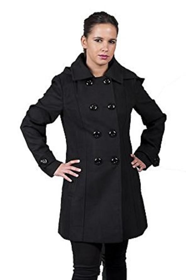 Wool Feel Double Breasted Hooded Coat - Great Hall Collections House