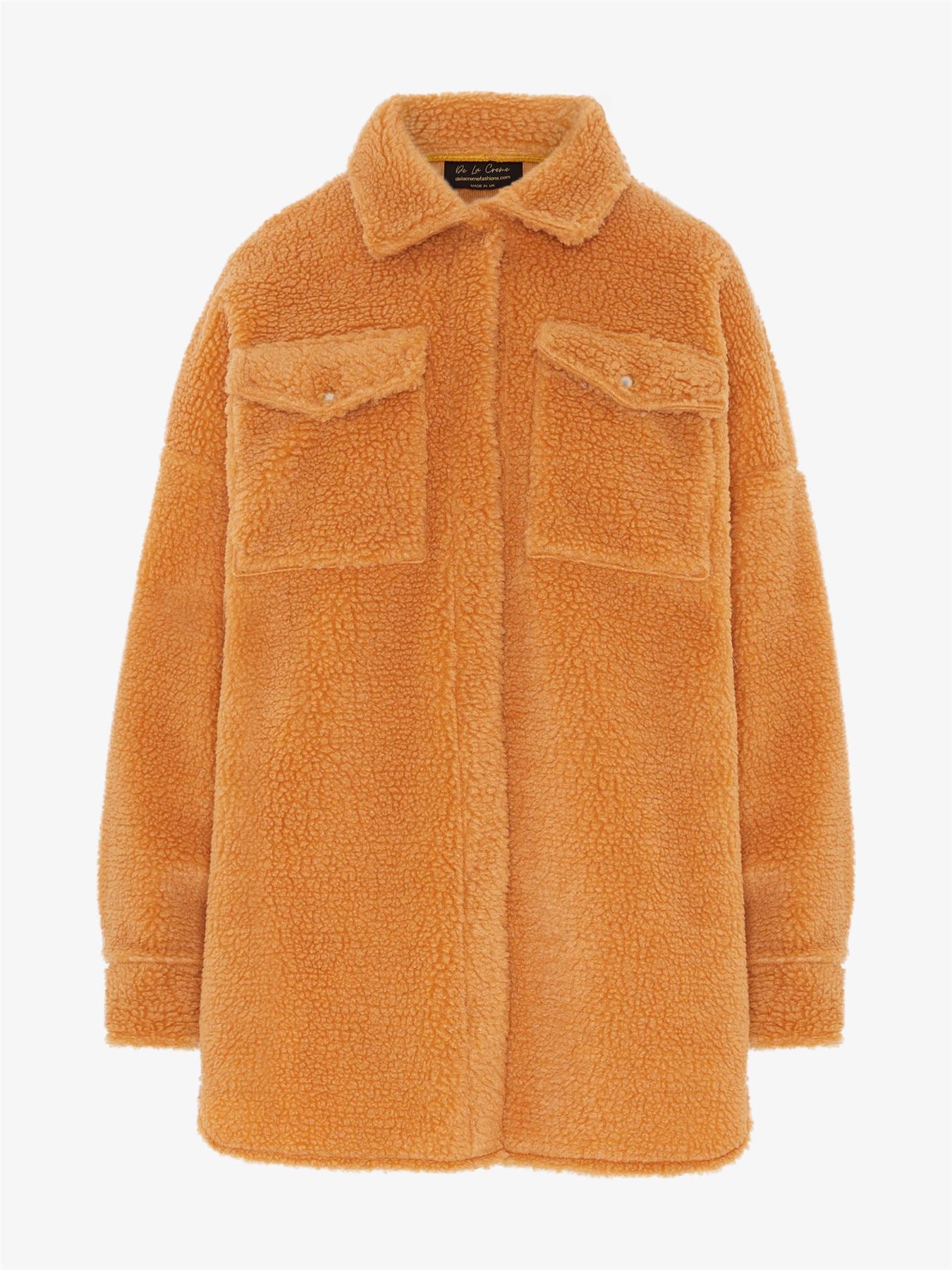 Oversized Stud Button Borg Teddy Shacket            made in UK