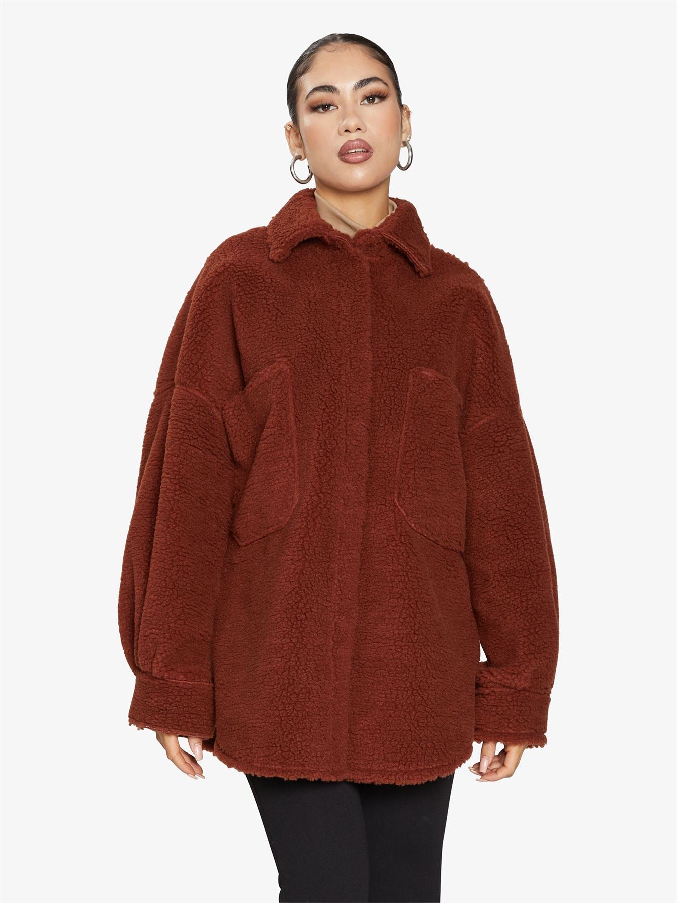 Oversized Patch Pocket Borg Teddy jacket made in uk - Great Hall Collections House