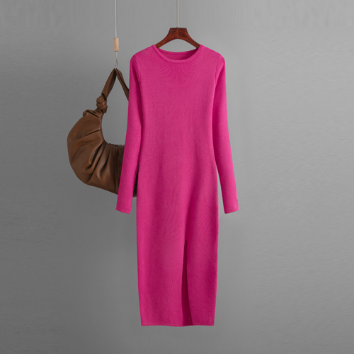 Autumn & Winter Long Sleeve Knitted Backless Round Neck Dress