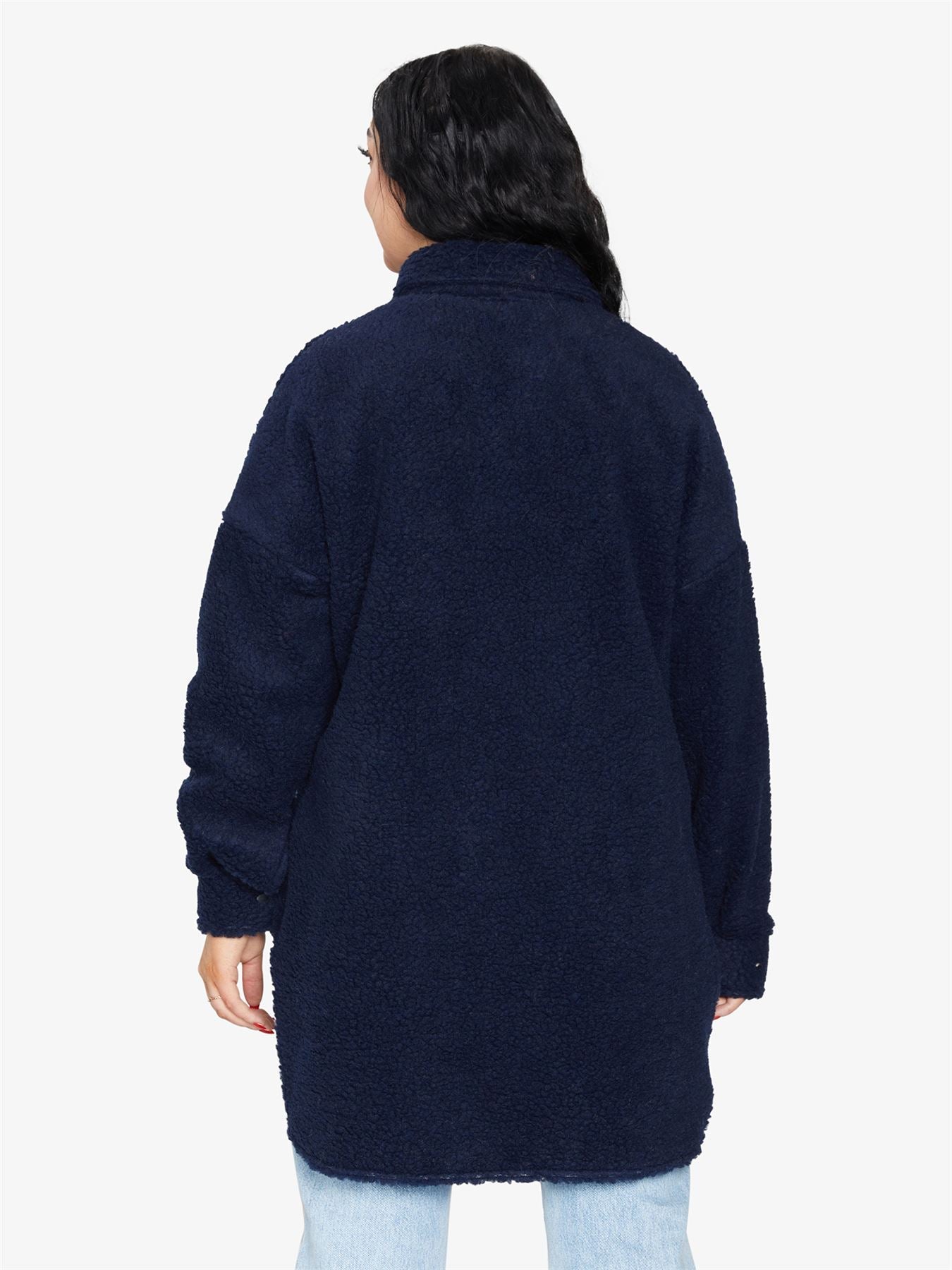 Oversized Stud Button Borg Teddy Shacket            made in UK - Great Hall Collections House