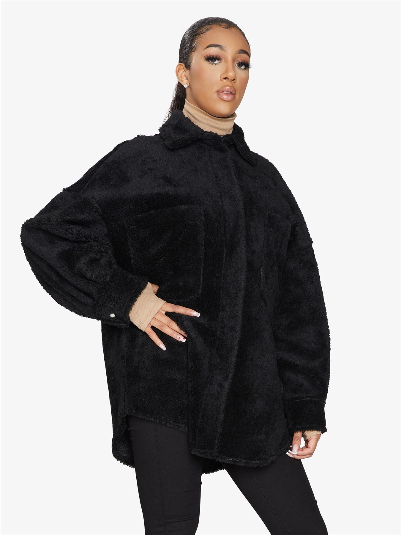 Oversized Patch Pocket Borg Teddy jacket made in uk - Great Hall Collections House