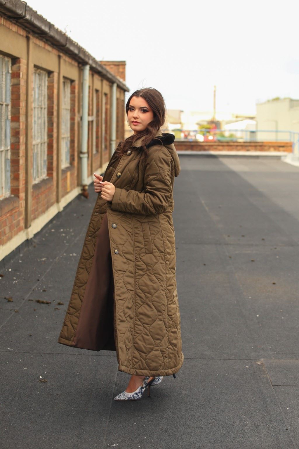 Quilted Single Breasted Longline Hooded Coat - Great Hall Collections House