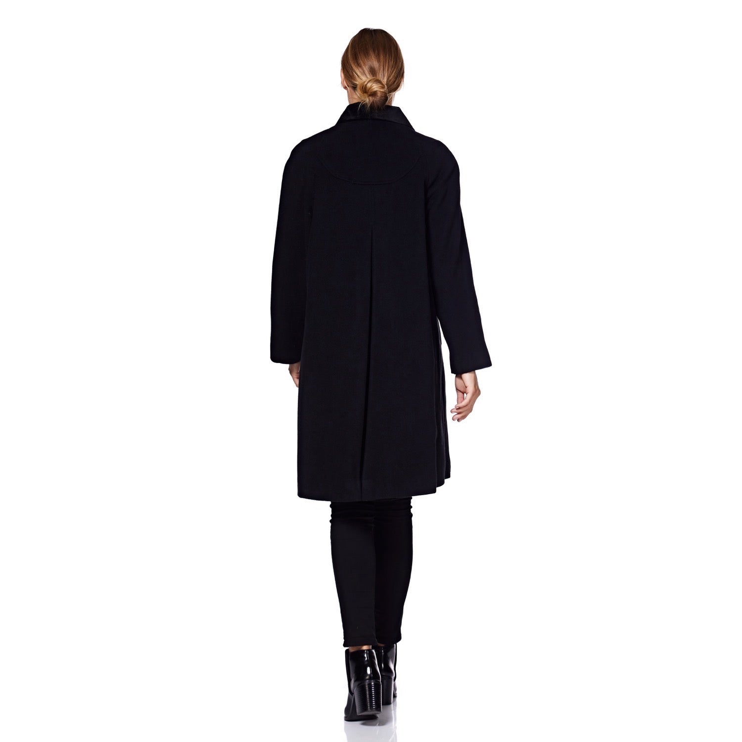 Wool Blend Oversized Velvet Trim Swing Coat (8026) - Great Hall Collections House