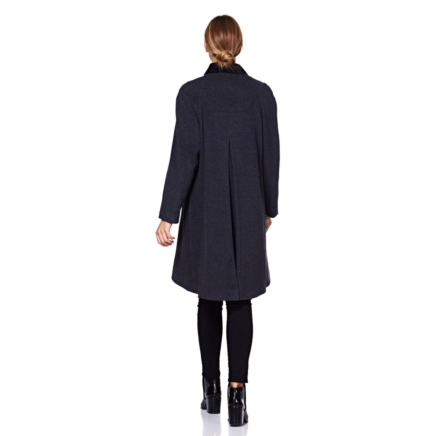 Wool Blend Oversized Velvet Trim Swing Coat (8026) - Great Hall Collections House