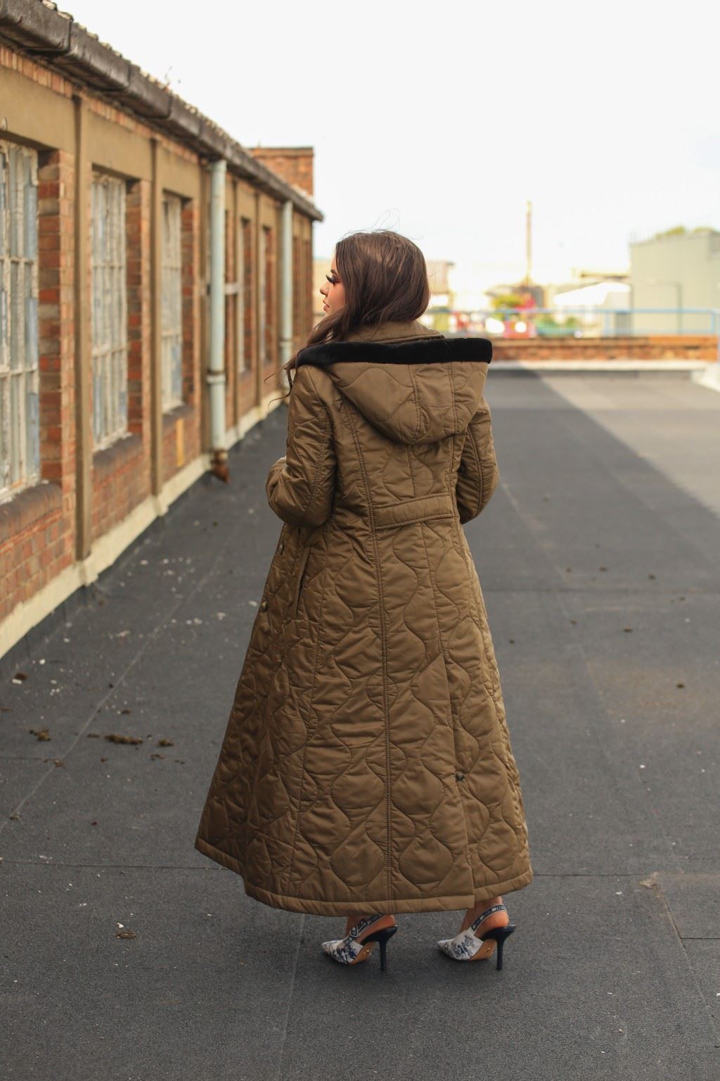 Quilted Single Breasted Longline Hooded Coat - Great Hall Collections House