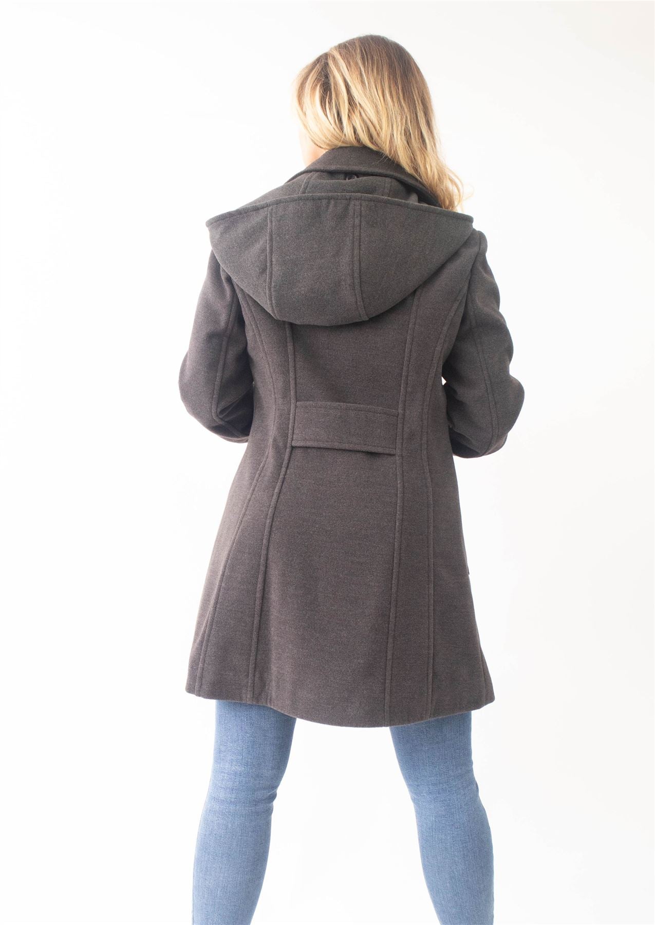 Wool Feel Double Breasted Hooded Coat - Great Hall Collections House