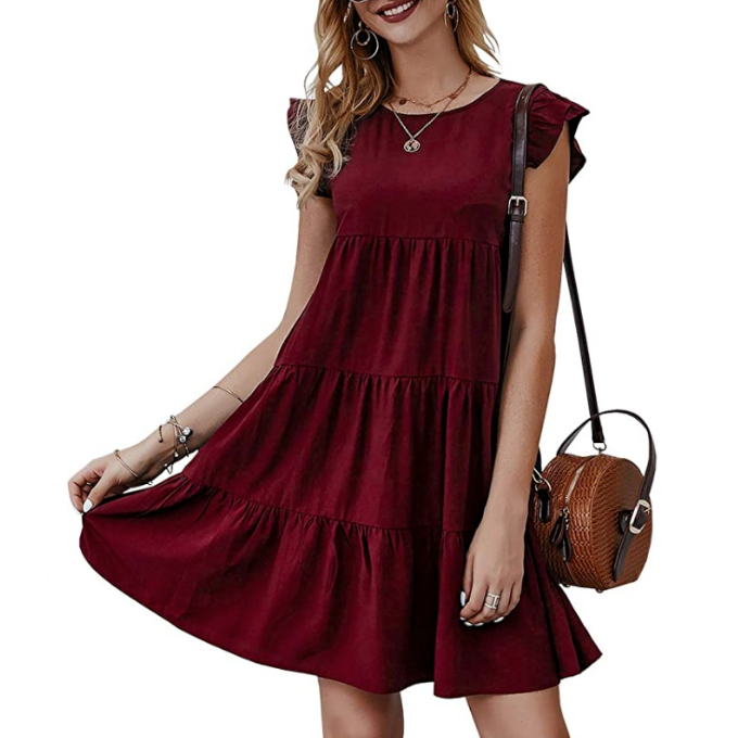 Womens Flowy Dress with Cap Sleeves - Great Hall Collections House
