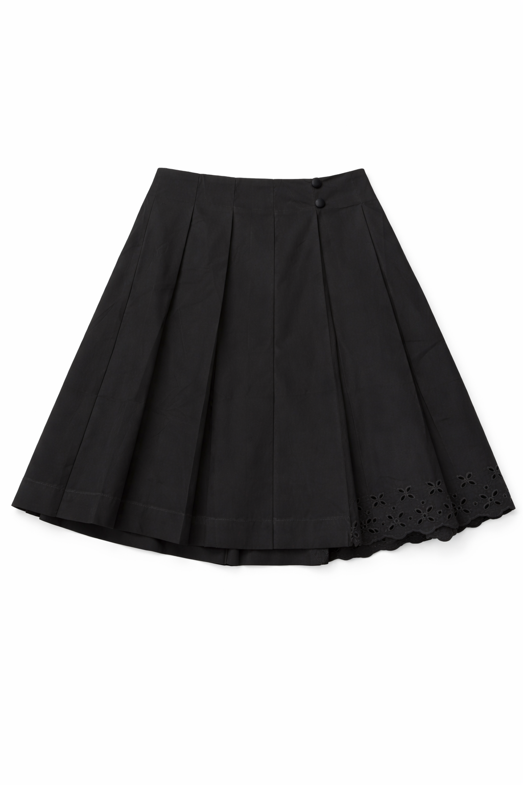 EYELET PLEATED COTTON SKIRT