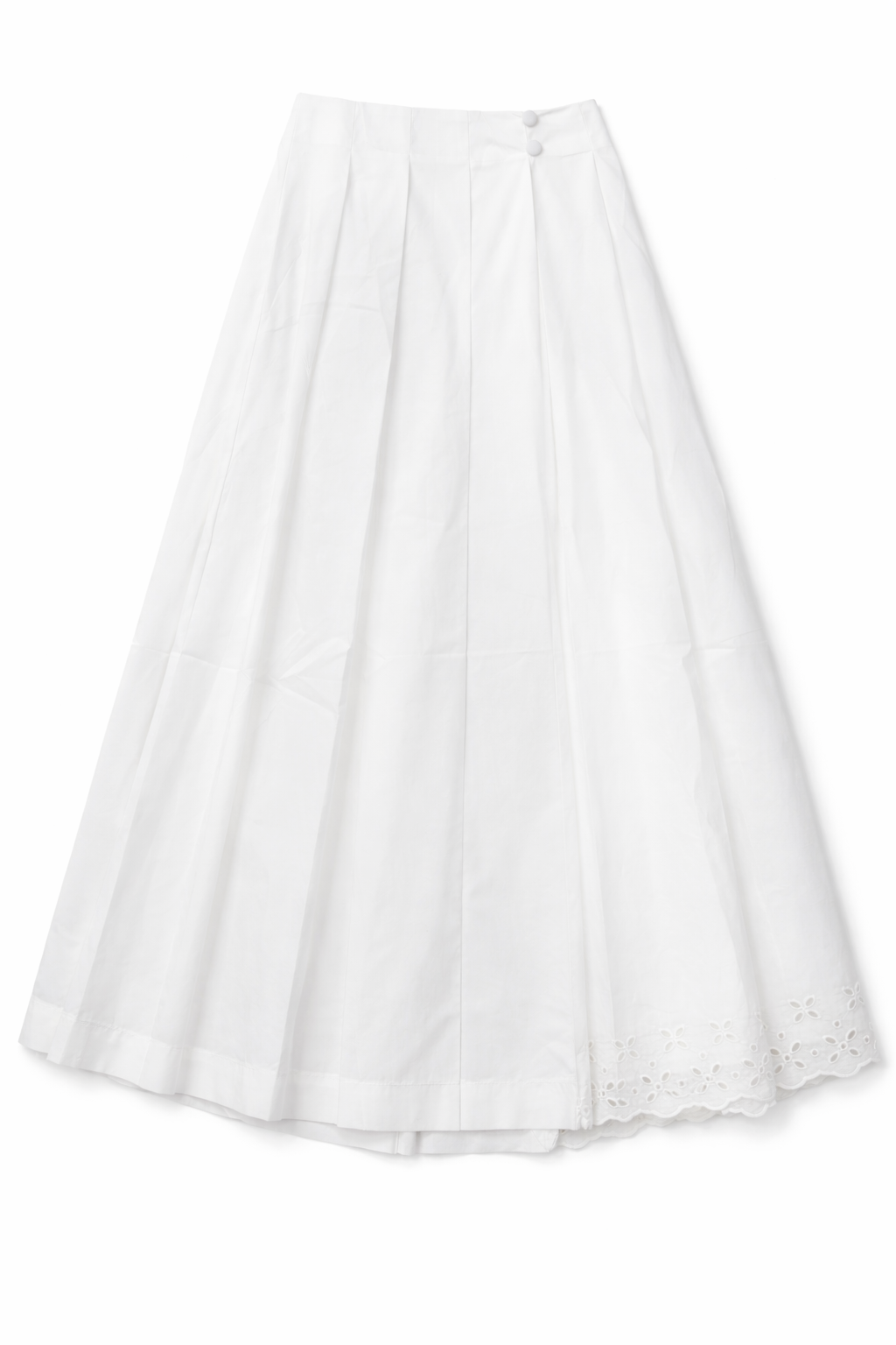 EYELET PLEATED COTTON SKIRT