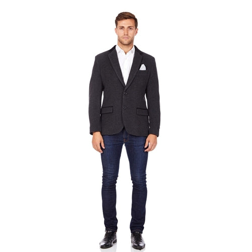 De La Creme MAN - Wool Blend Velvet Trim Formal/Casual Blazer( Made in UK) - Great Hall Collections House
