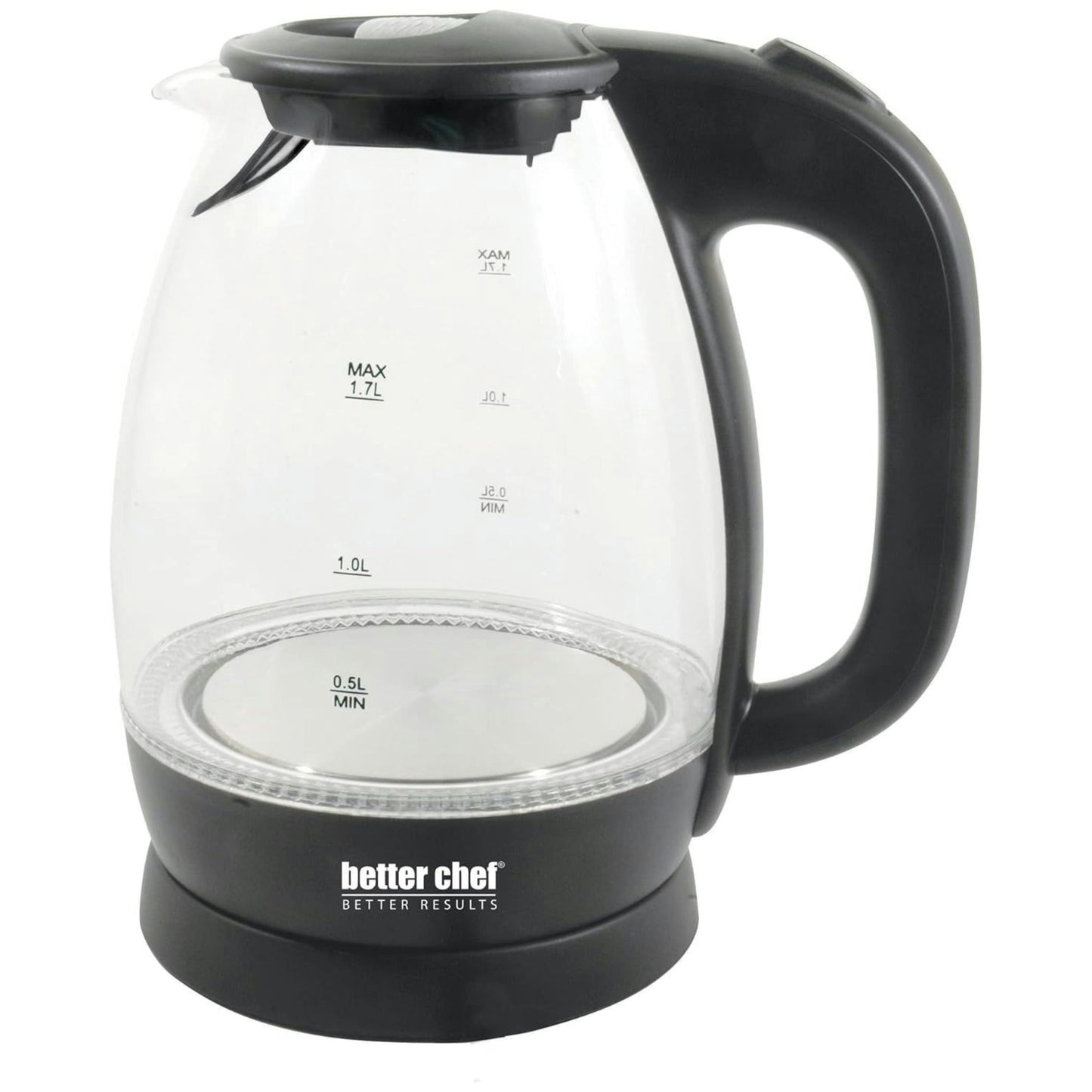 Better Chef 1.7-Liter -7.2-Cup- Glass Cordless Kettle W/Led - Black - 1.7L