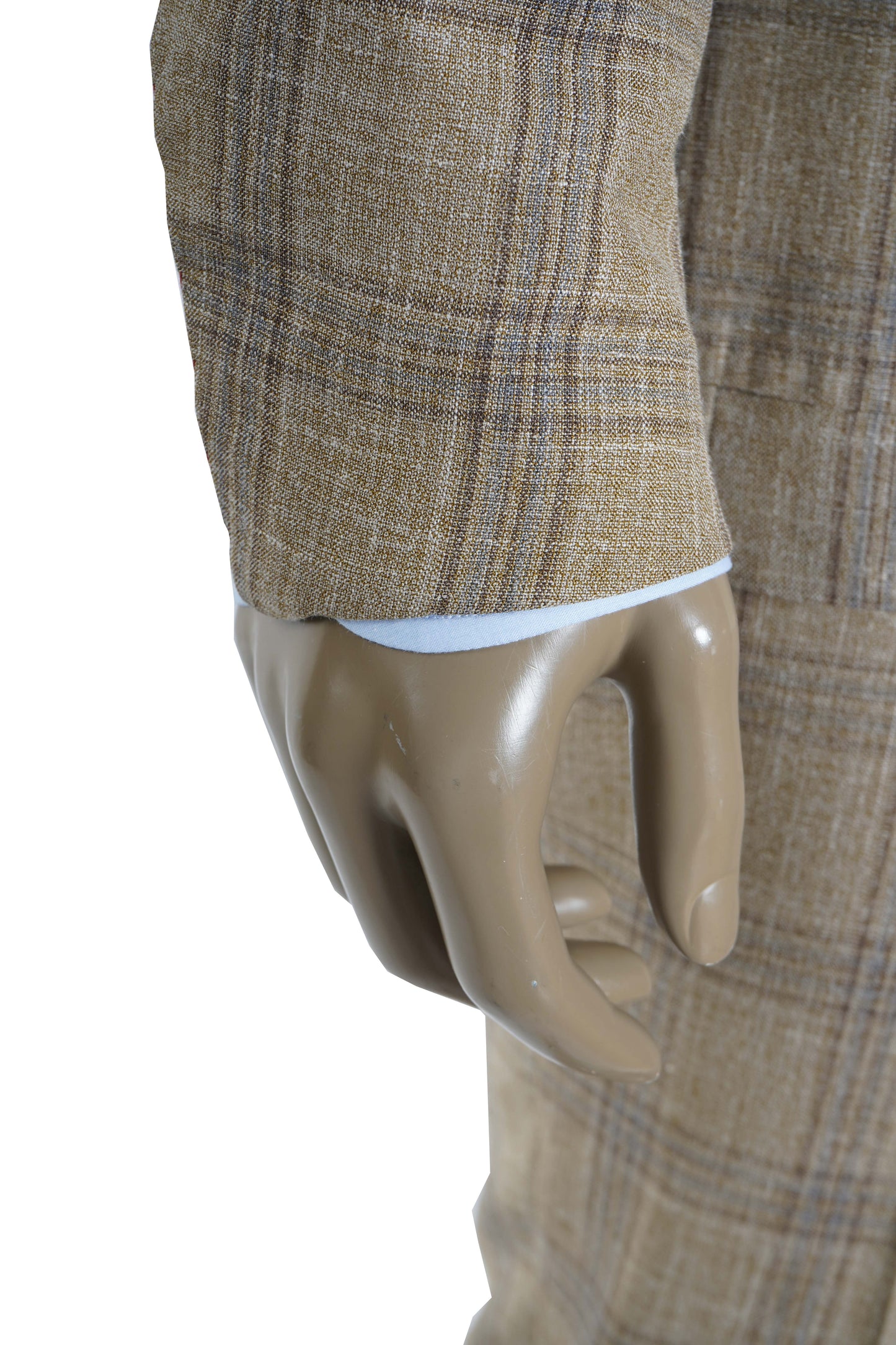 Isaia Double Breasted Double Windowpane Wool-Silk-Linen Suit