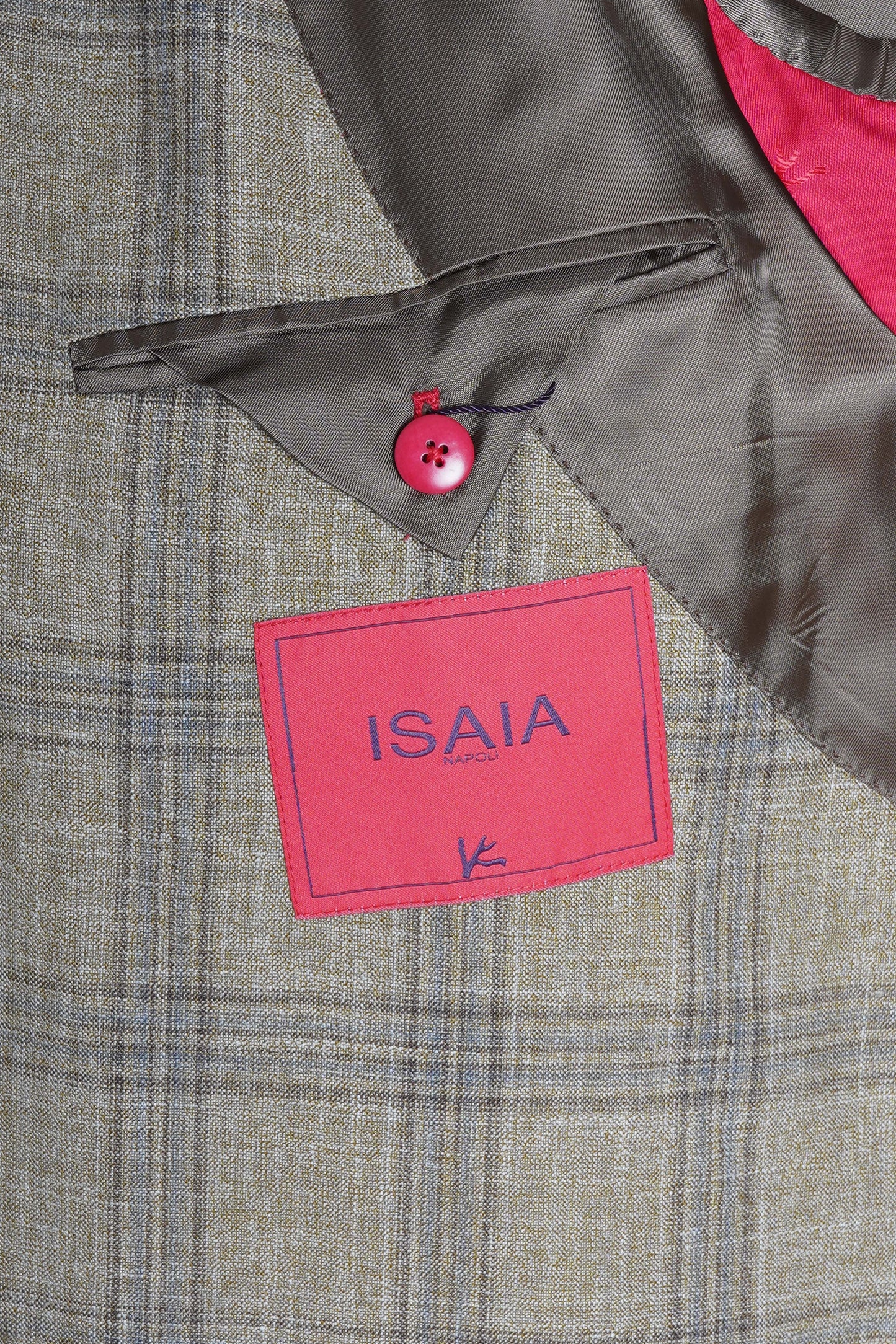 Isaia Double Breasted Double Windowpane Wool-Silk-Linen Suit