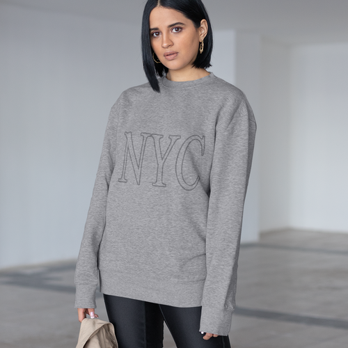 Womens Gray NYC Crewneck Sweatshirt - Great Hall Collections House