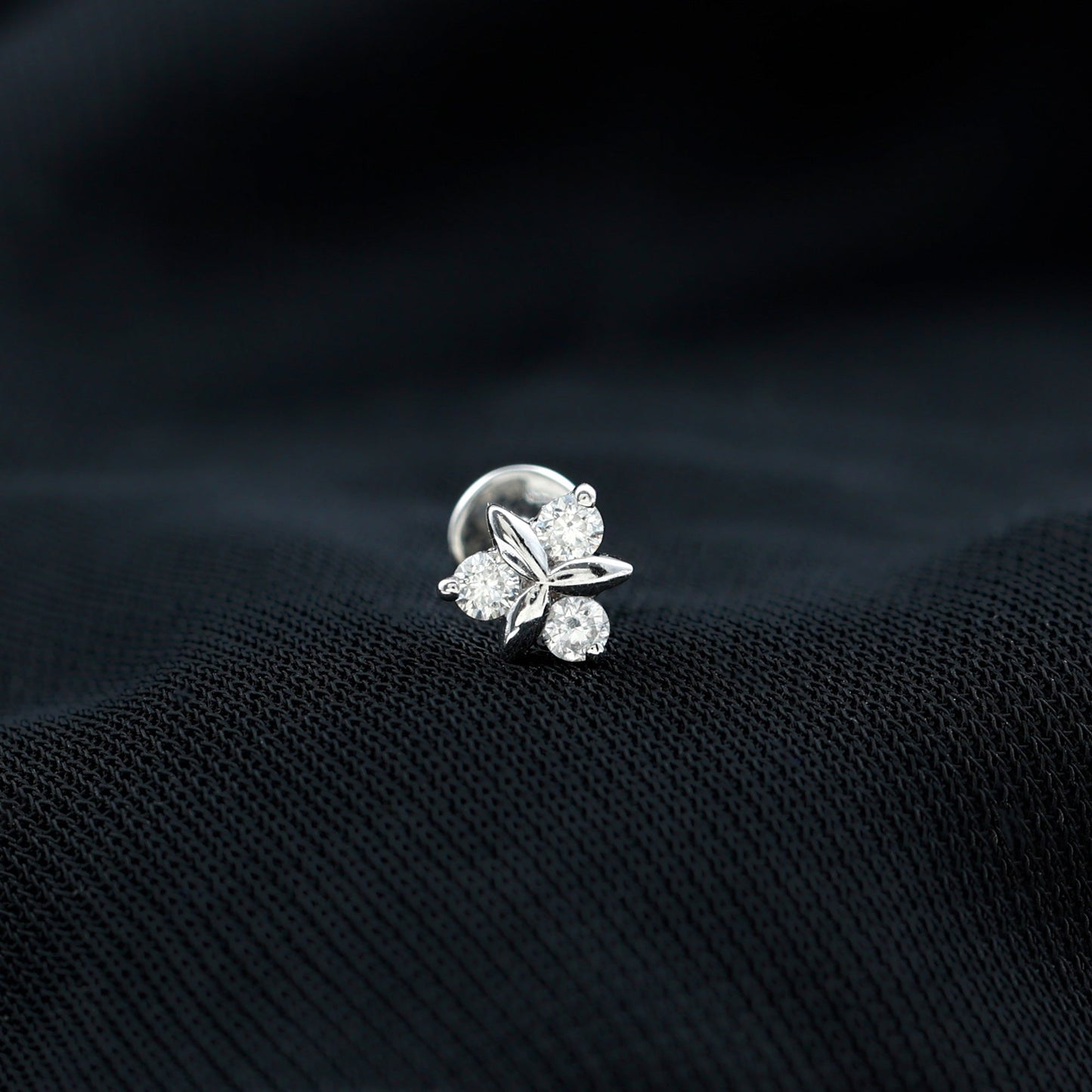 Round Moissanite Flower Cartilage Earring