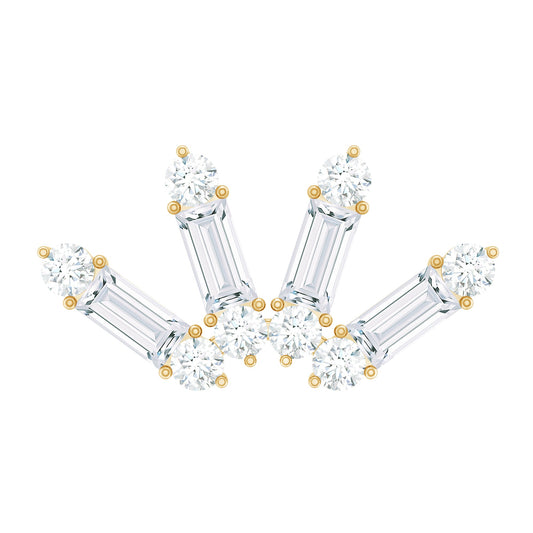 Baguette Moissanite Curved Cartilage Earring