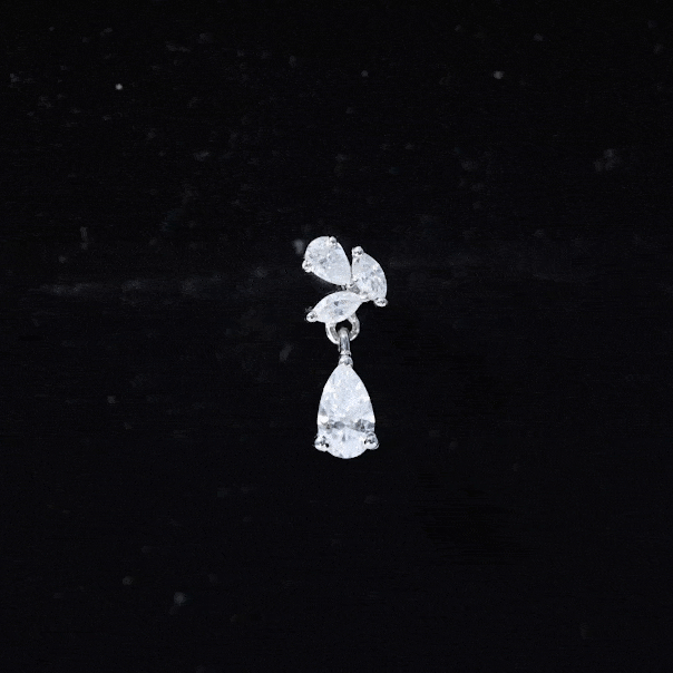 Marquise and Pear Moissanite Cluster Drop Cartilage Earring