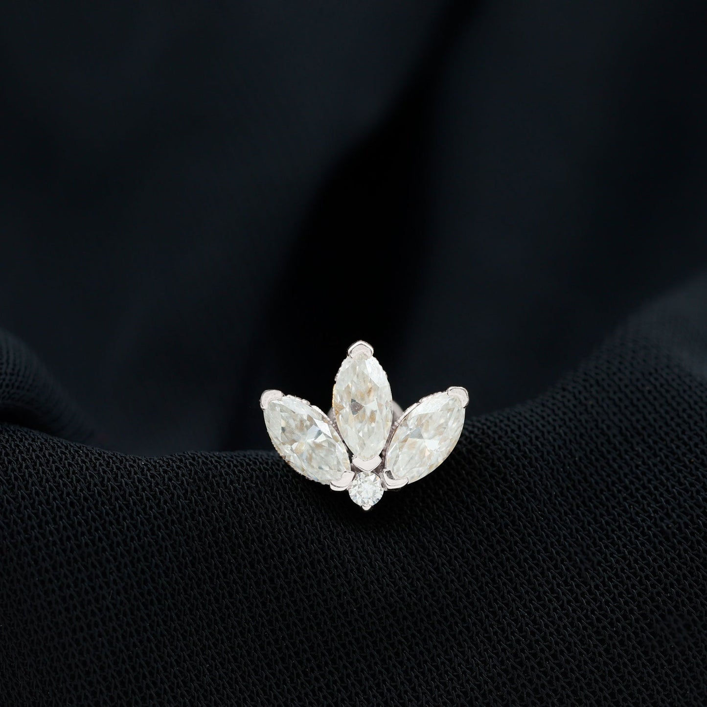 Certified Moissanite Marquise Lotus Piercing Stud