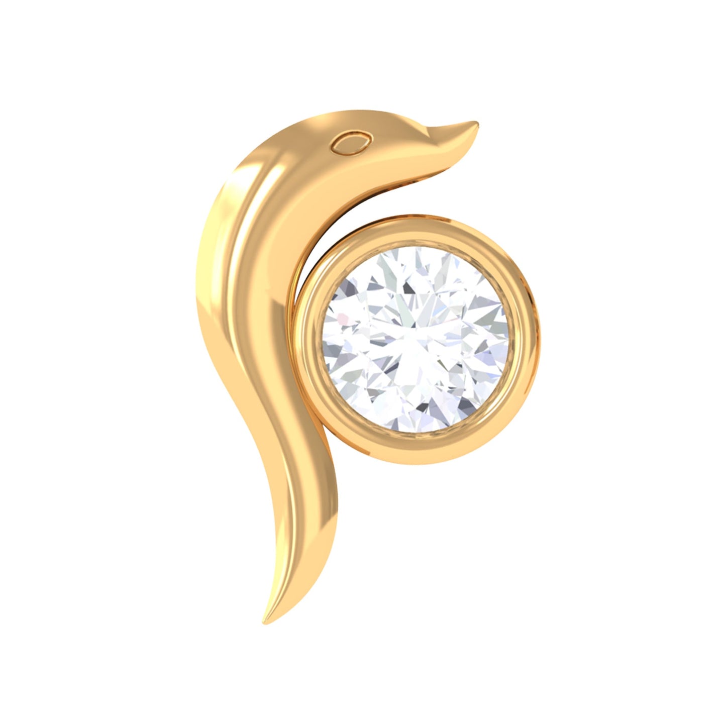 Bezel Set Round Diamond Dolphin Nose Ring