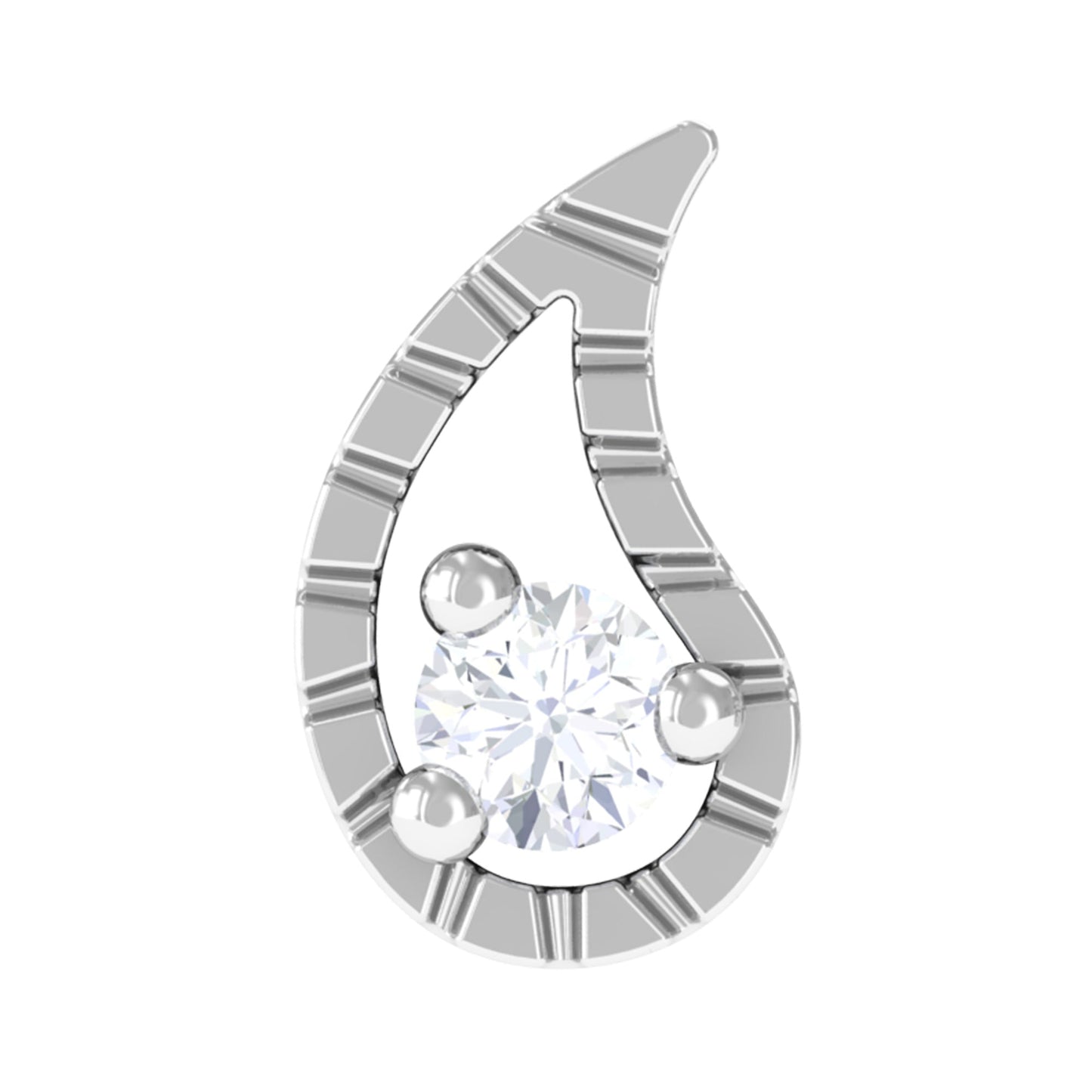 Round Cut Diamond Leaf Nose Pin in Prong Setting
