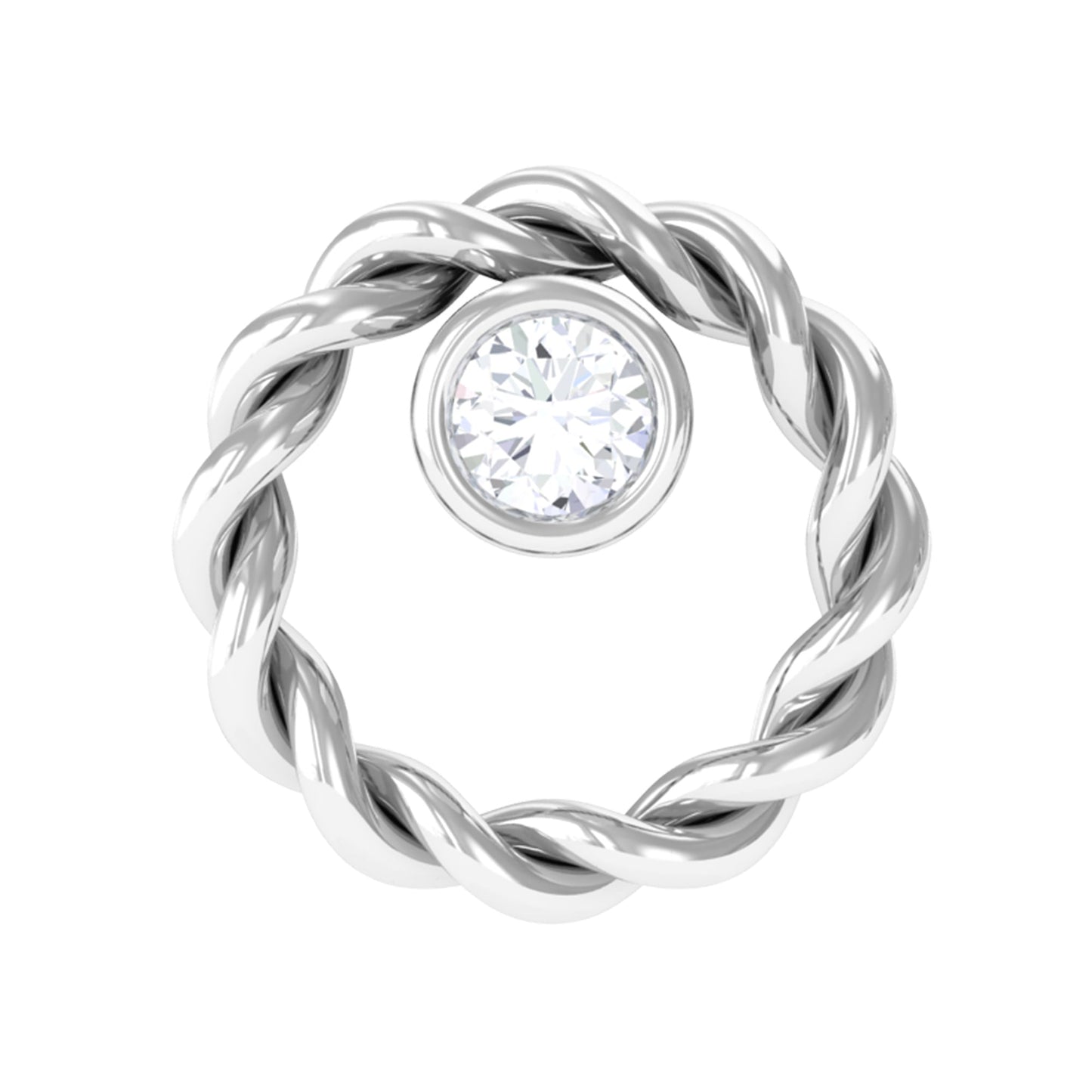 Bezel Set Round Diamond Nose Pin with Twisted Rope