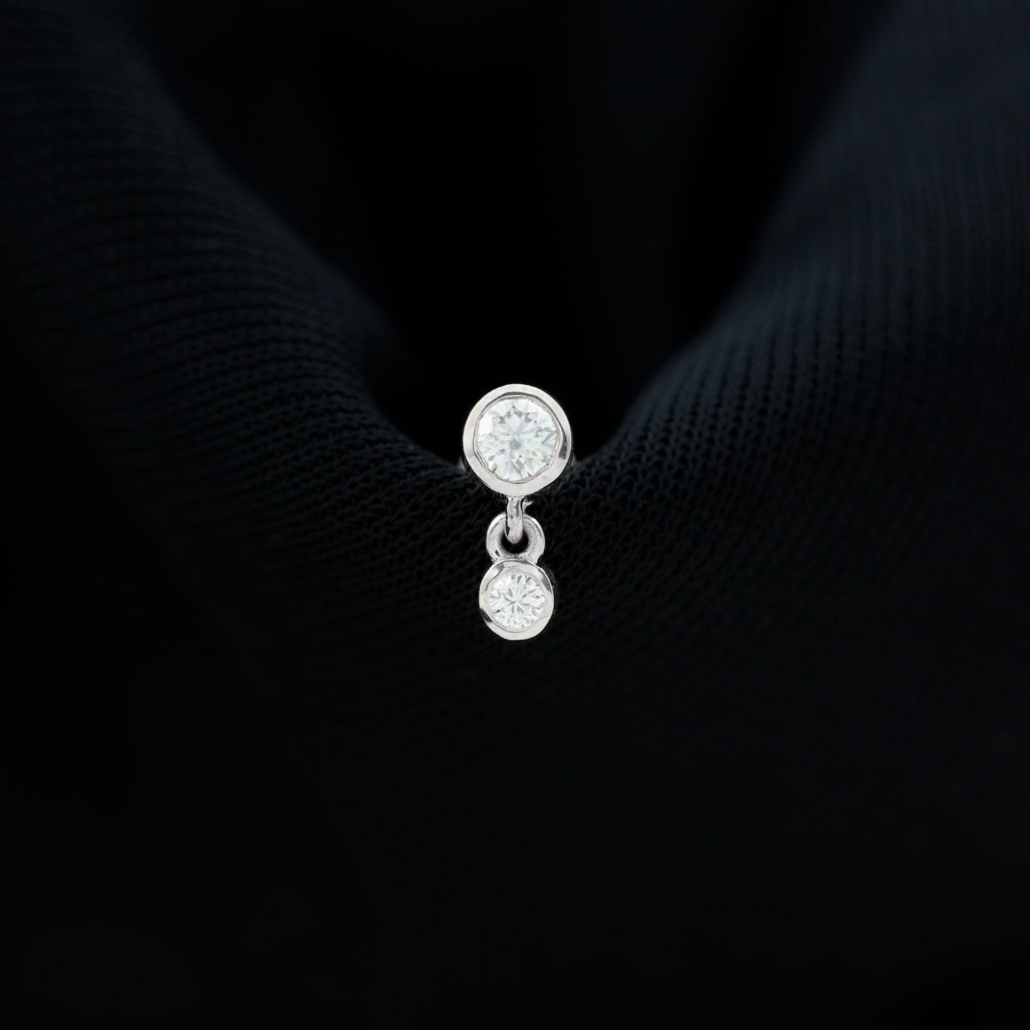 Bezel Set Round Moissanite Helix Drop Earring
