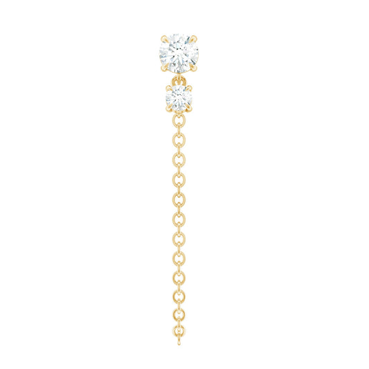 Round Moissanite Chain Drop Earring for Cartilage Piercing