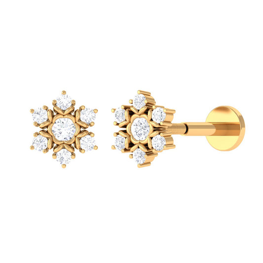 Nature Inspired Diamond Flower Earring for Helix Piercing