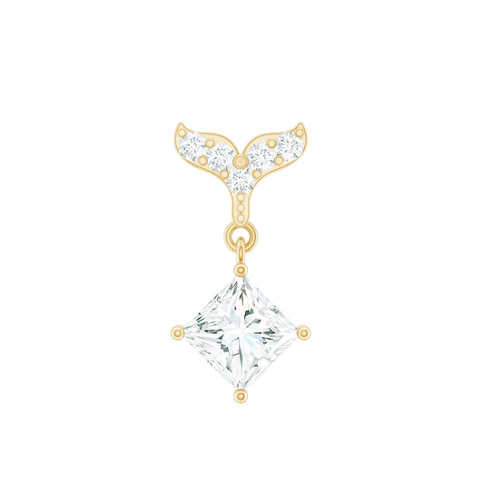 Fish Tail Diamond Drop Earring for Helix Piercing