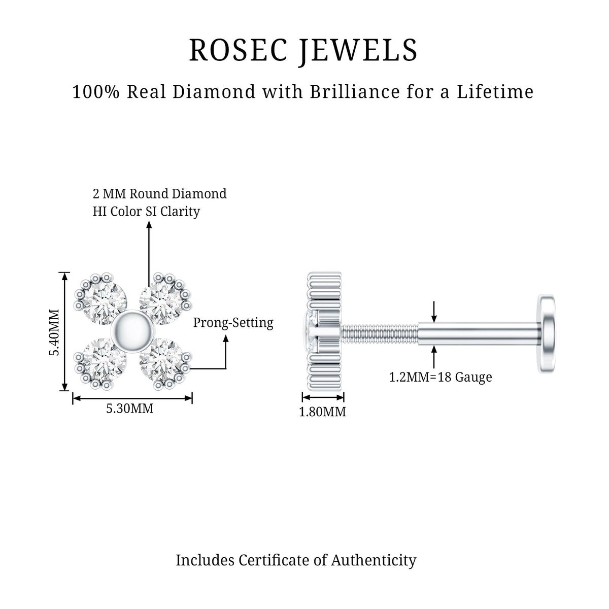 Round Diamond Minimal Helix Earring
