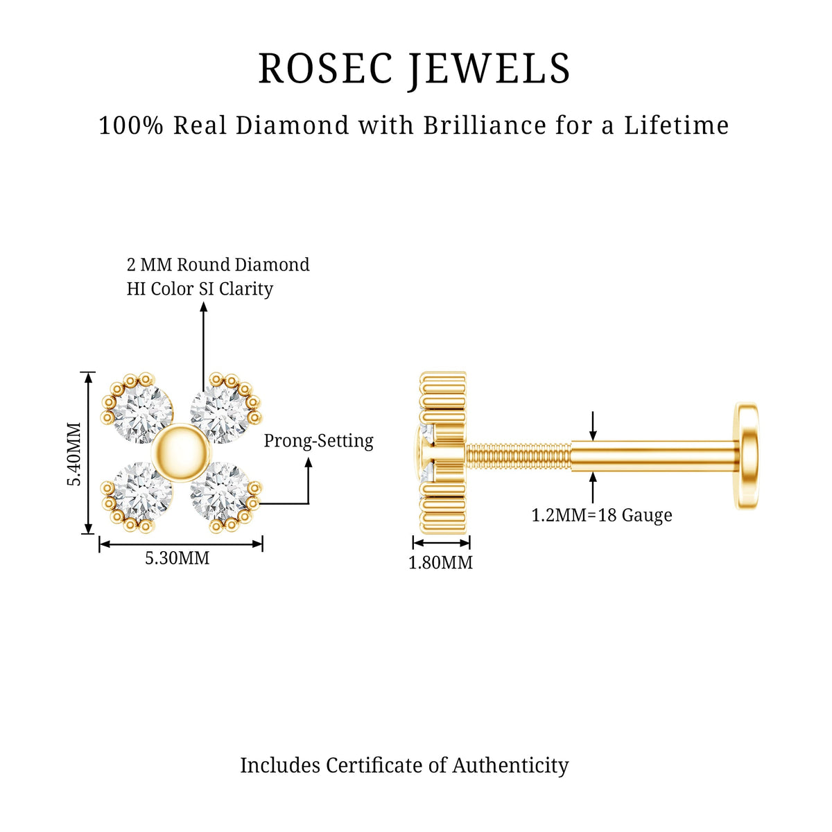 Round Diamond Minimal Helix Earring