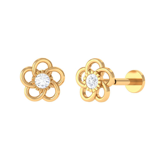 Diamond Flower Earring for Cartilage Piercing