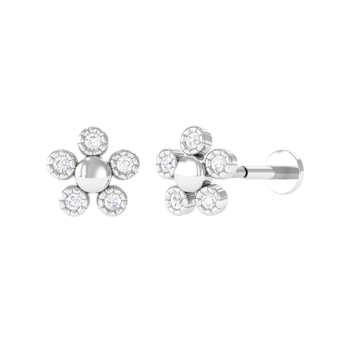 Diamond Floral Cartilage Earring
