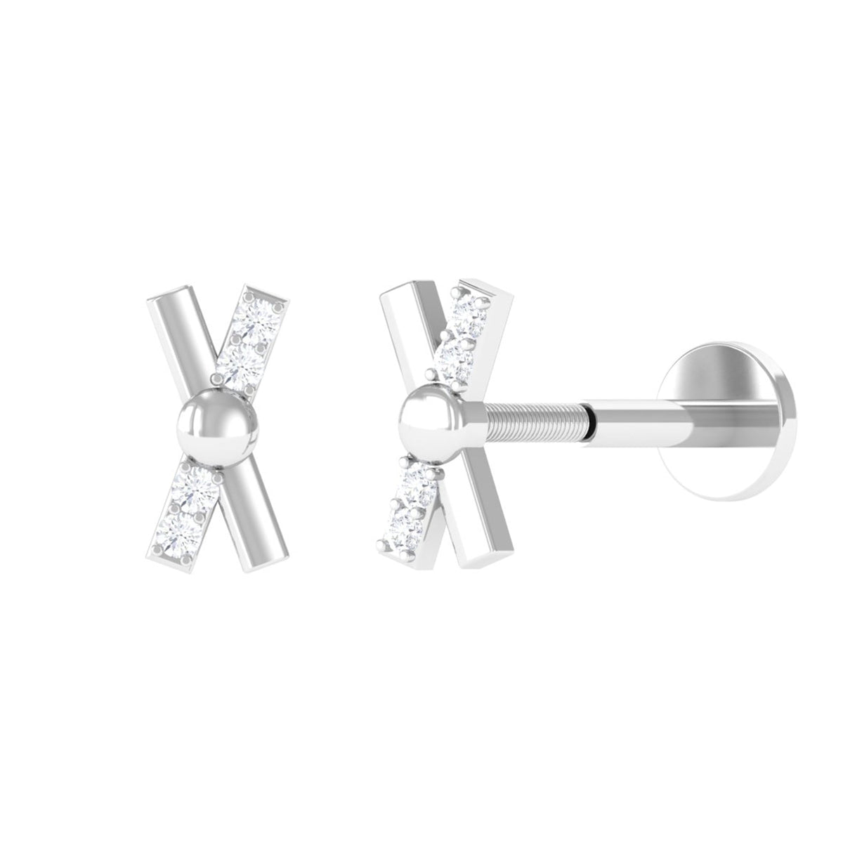 Simple Diamond X Earring for Tragus Piercing
