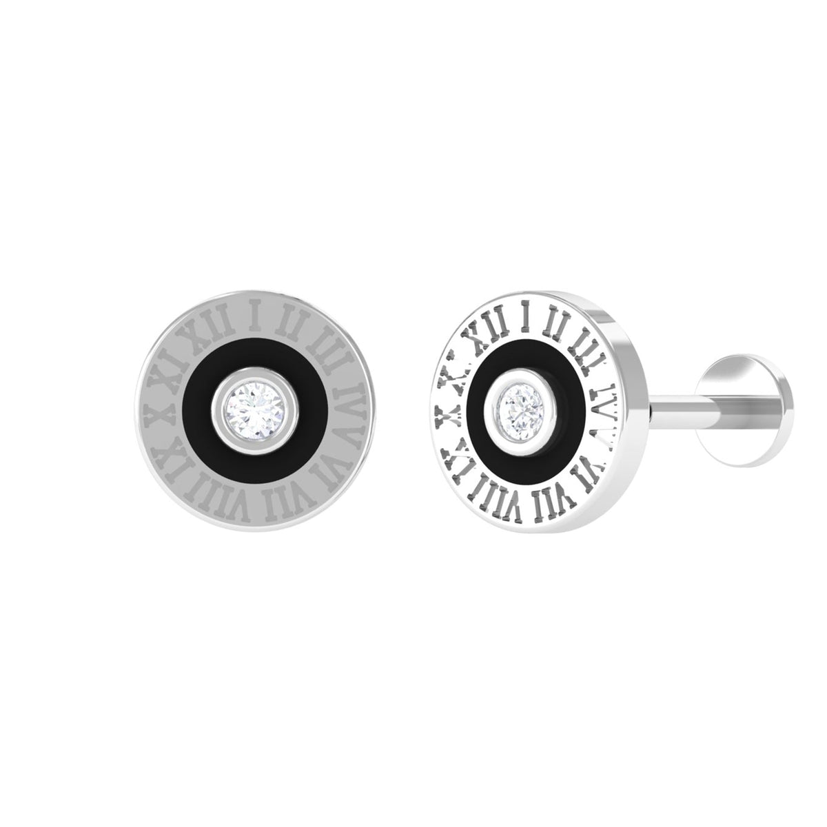 Diamond Clock Earring for Cartilage Piercing