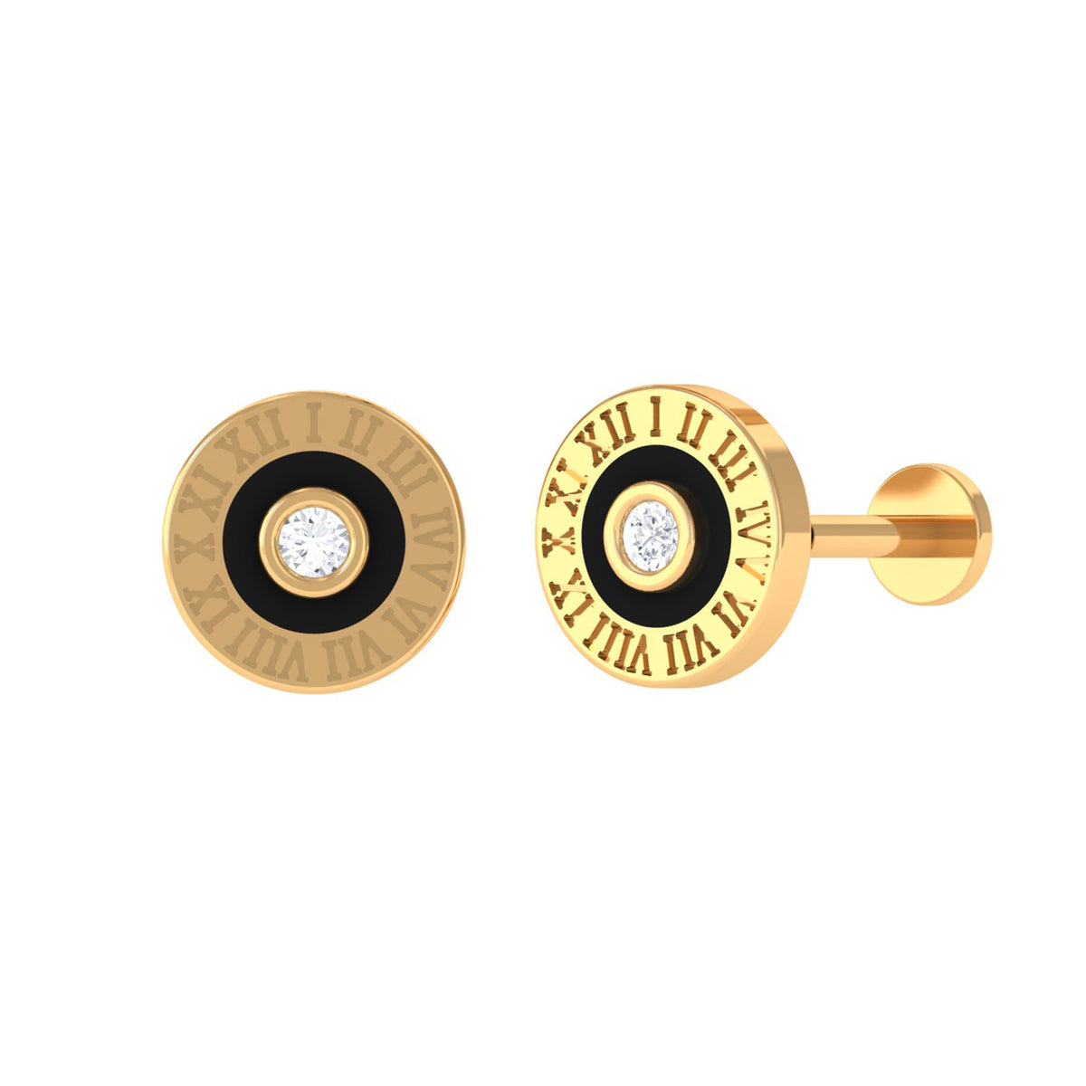 Diamond Clock Earring for Cartilage Piercing
