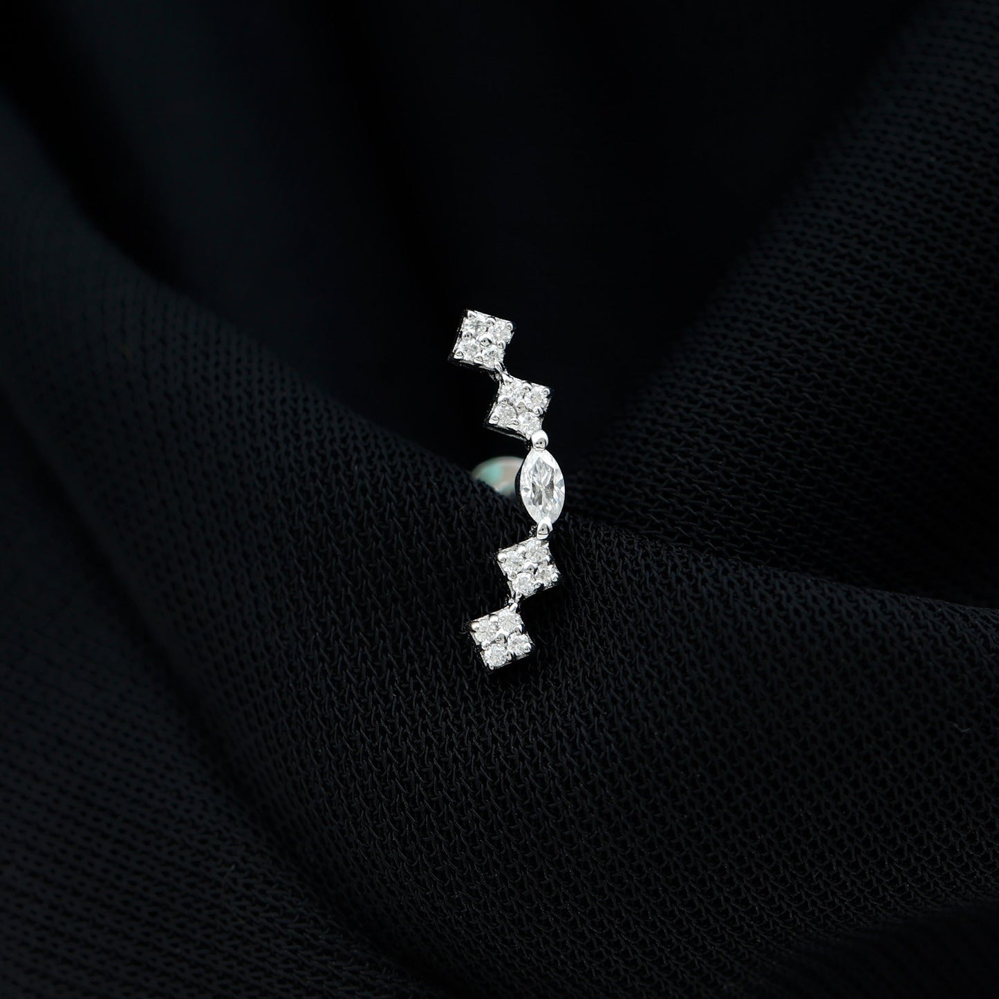 Certified Moissanite Curved Helix Piercing Earring