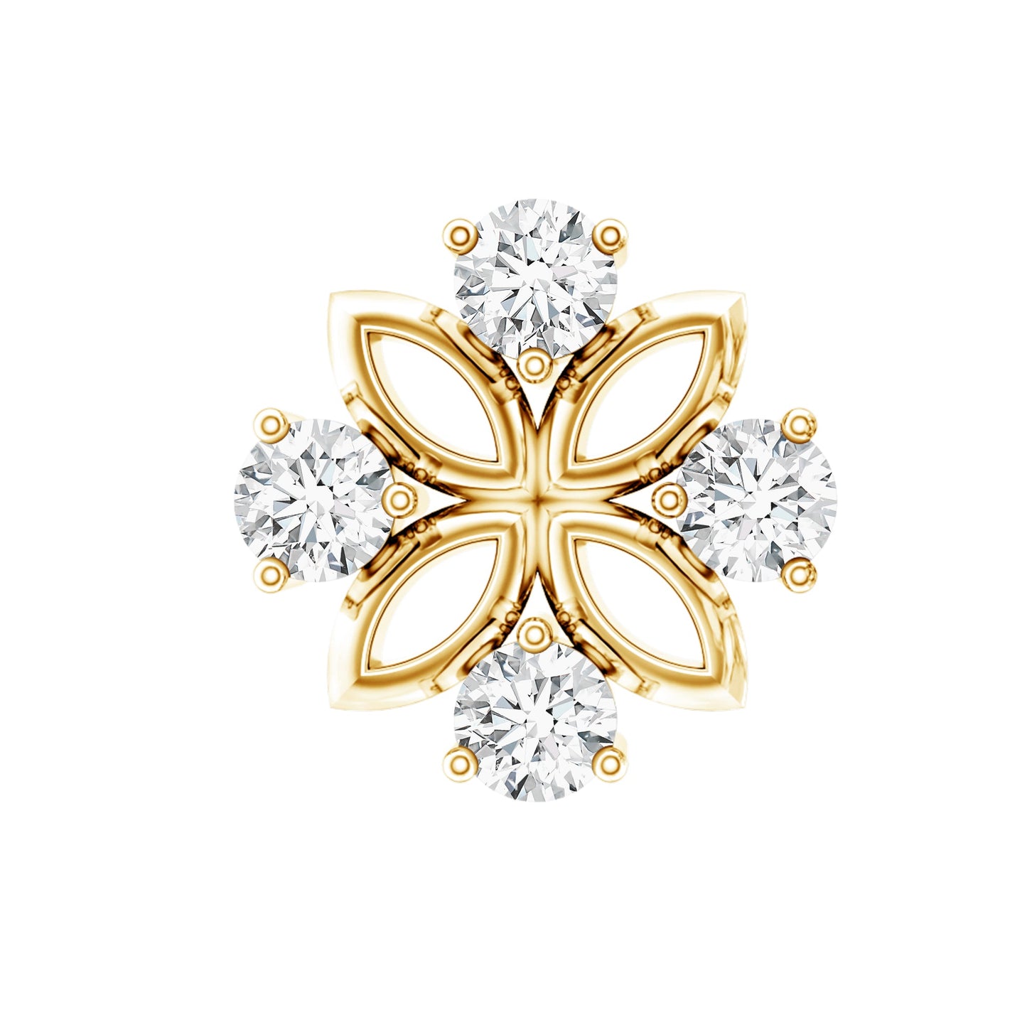 Round Moissanite Flower Earring for Cartilage Piercing
