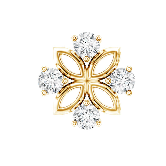 Round Moissanite Flower Earring for Cartilage Piercing