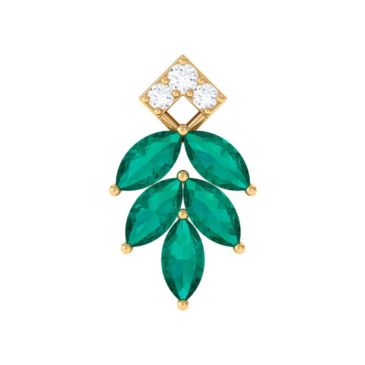 Real Emerald and Diamond Leaf Cartilage Earring