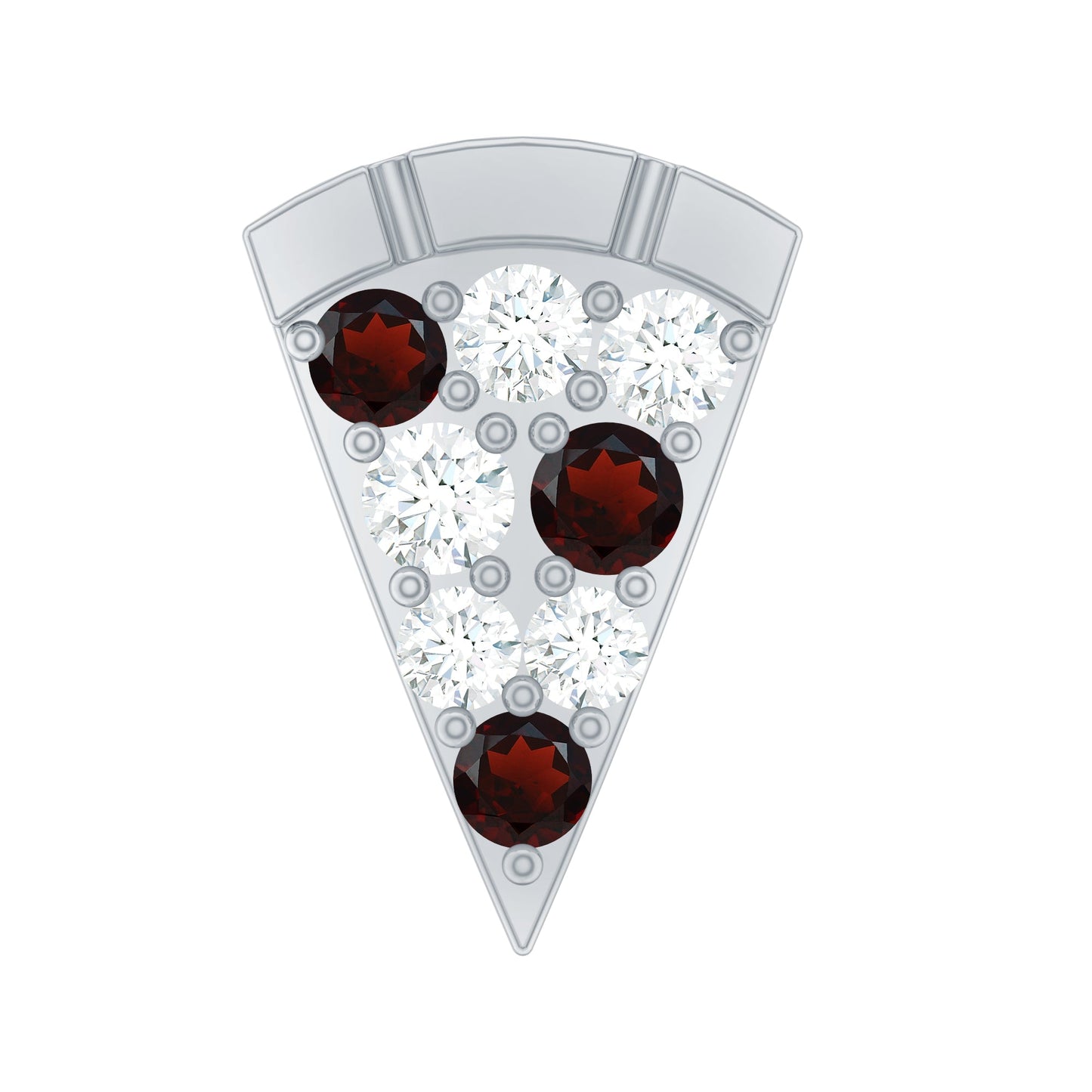 Round Cut Garnet and Diamond Pizza Slice Helix Earring
