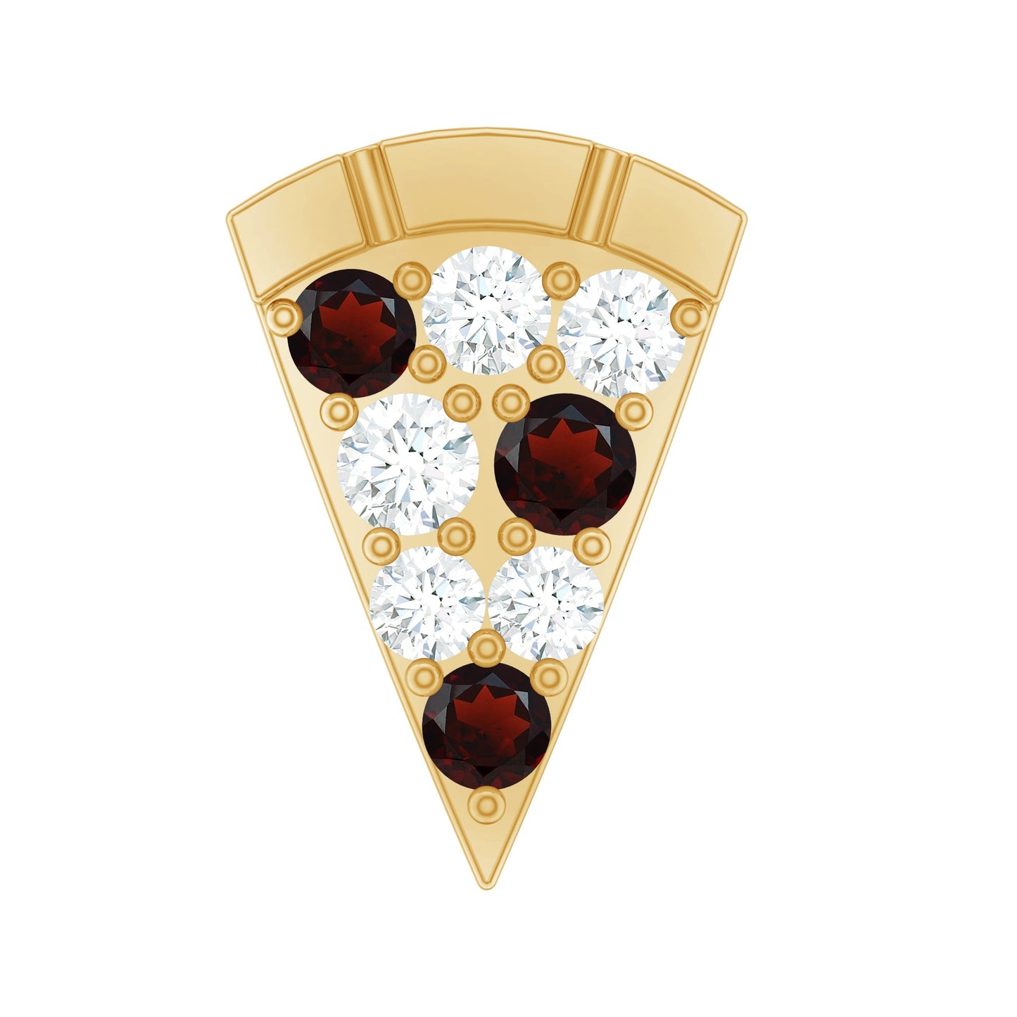 Round Cut Garnet and Diamond Pizza Slice Helix Earring
